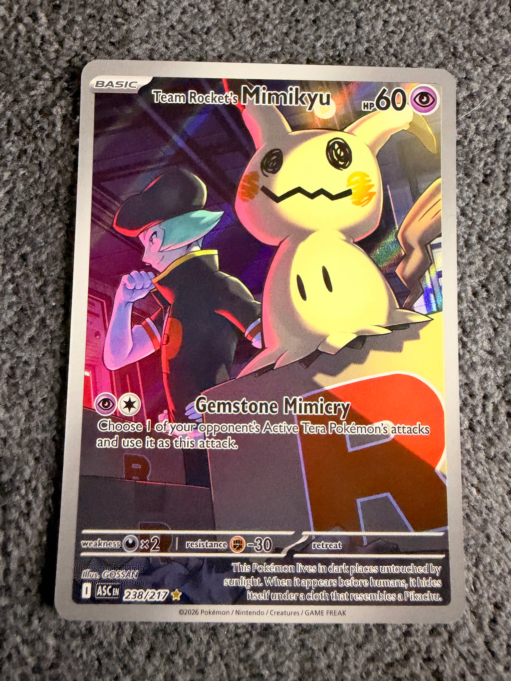 Team rocksts mimikyu 238/217 ascended hero’s NM