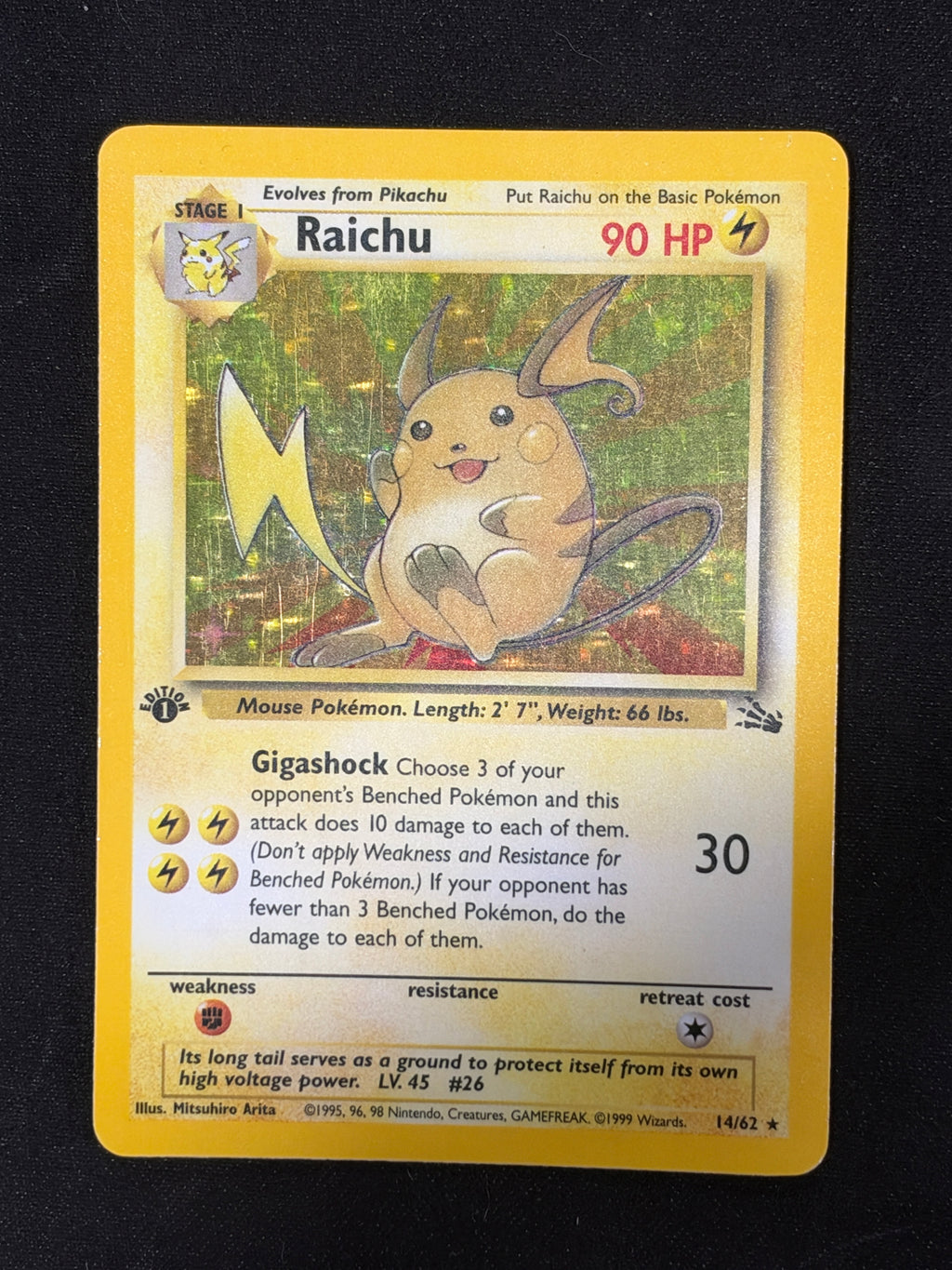 1st edition raichu fossil 14/62 LP